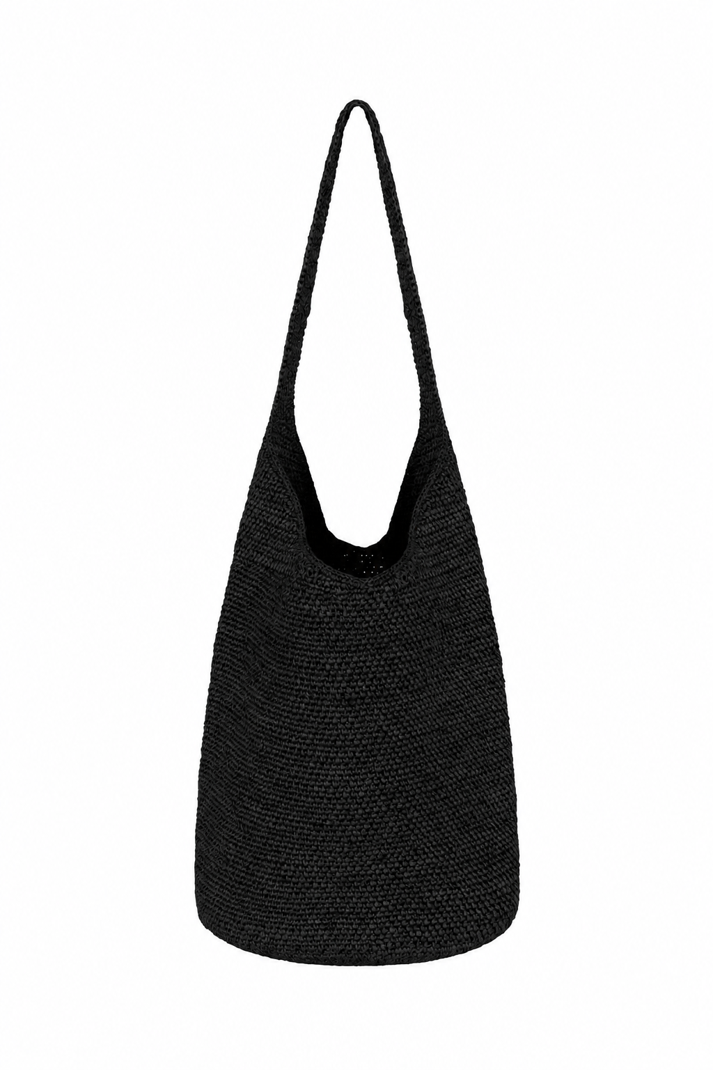 Raffia Bucket Bag - Black