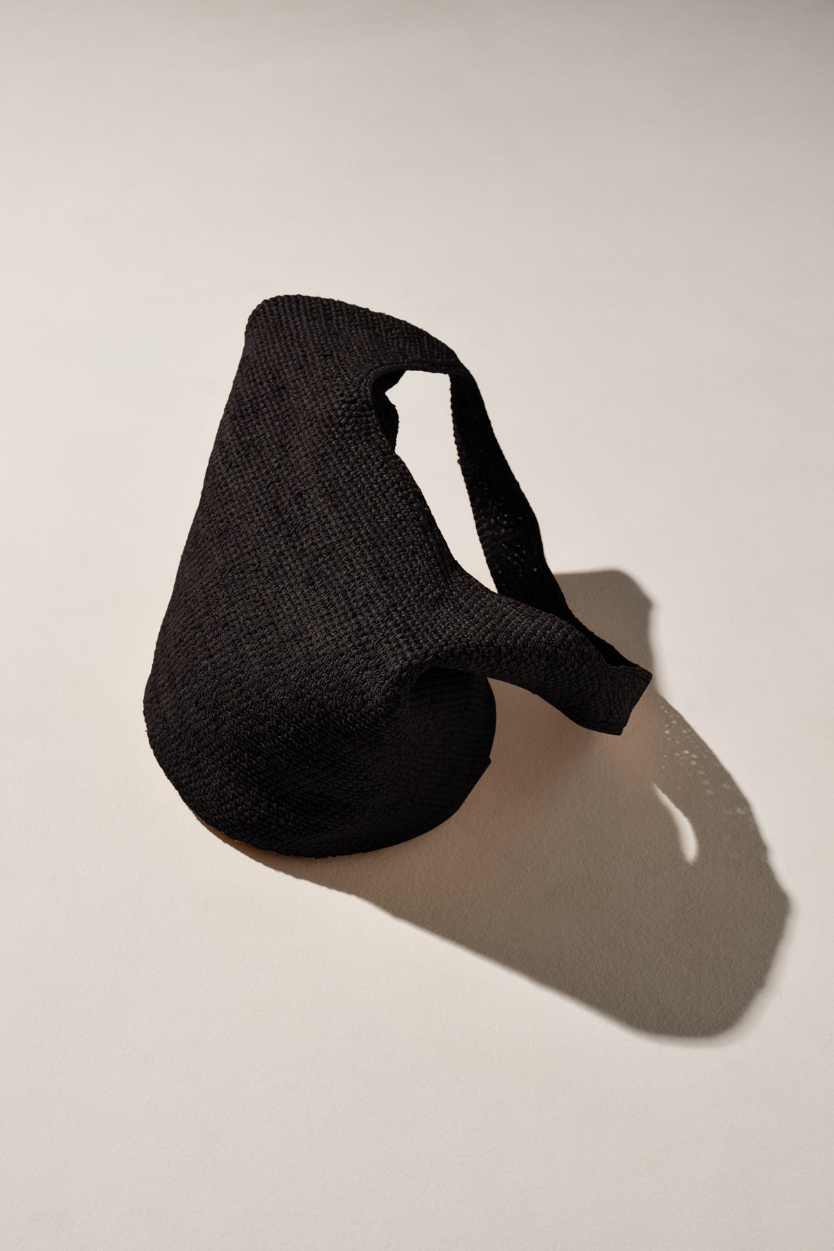 Raffia Bucket Bag - Black