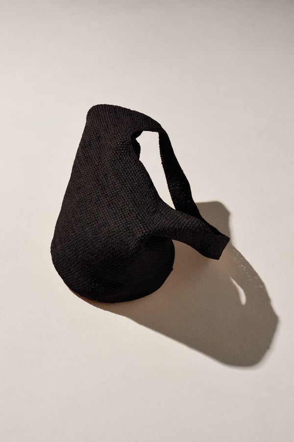 Raffia Bucket Bag - Black