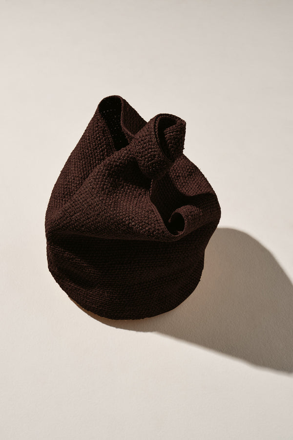 Raffia Bucket Bag - Walnut