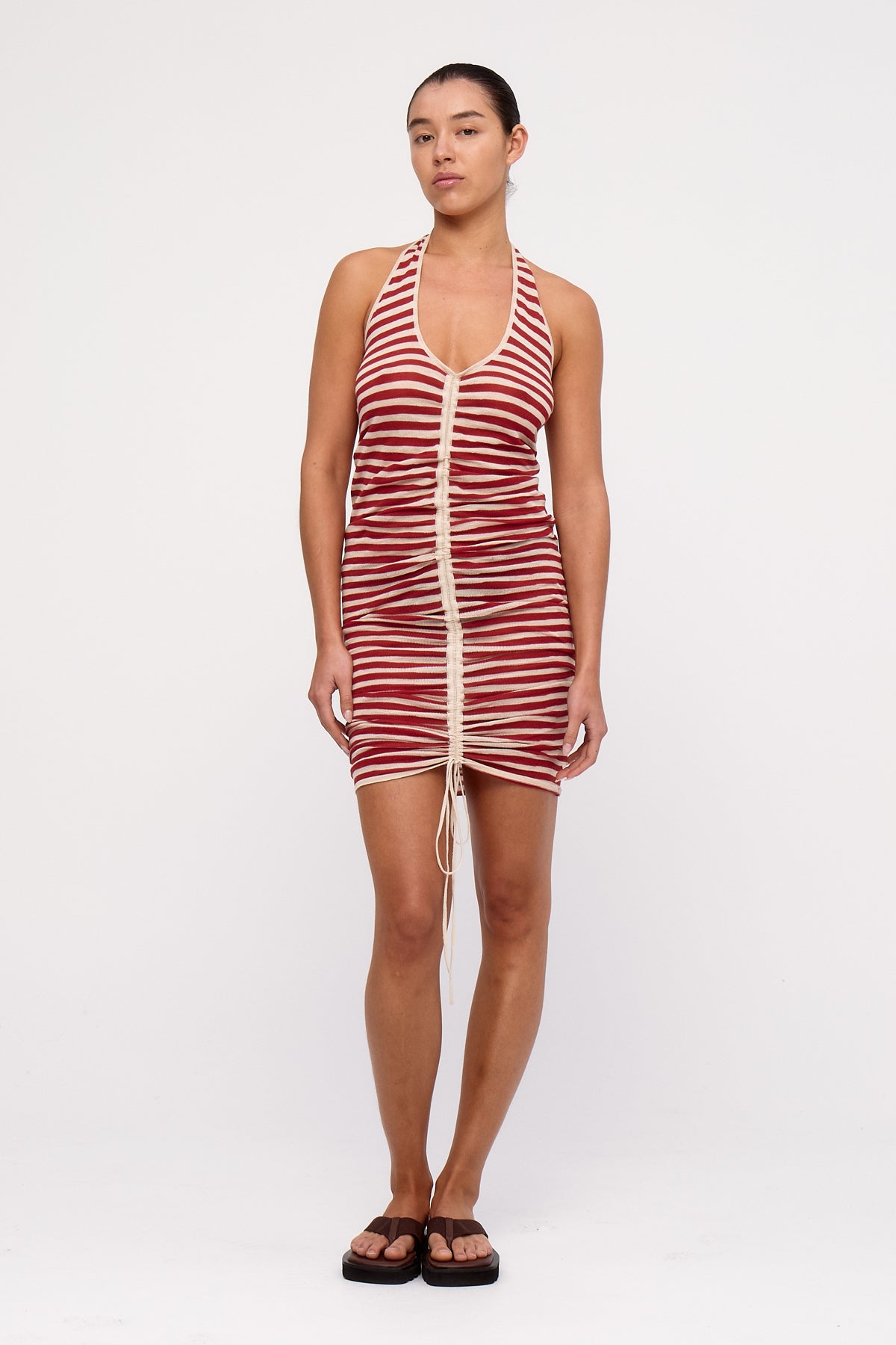 Halter Knit Dress - Red Stripe