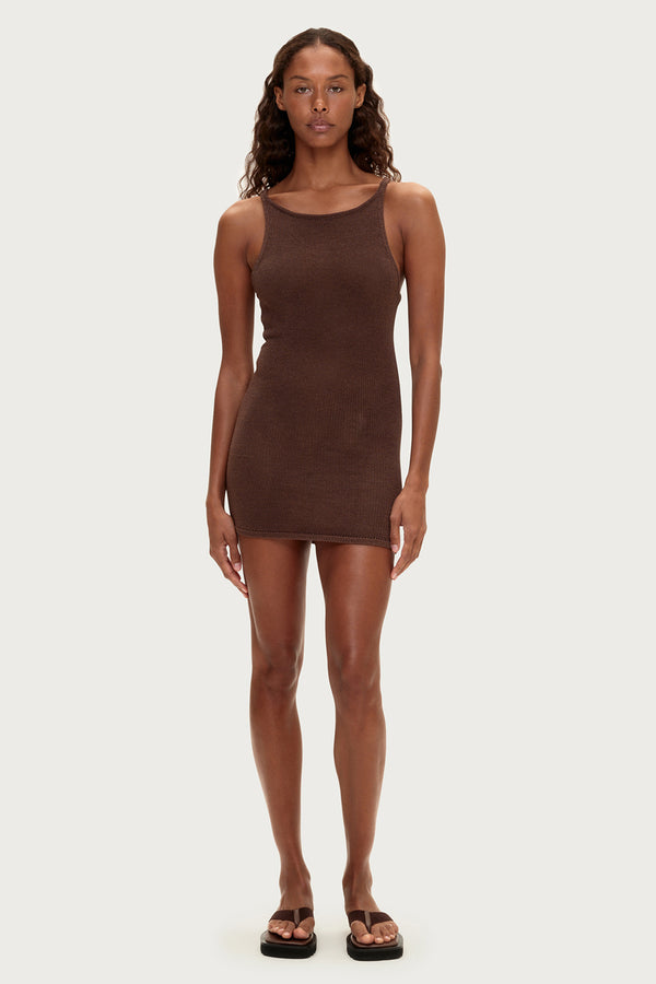 Textured Knit Dress - Chocolate