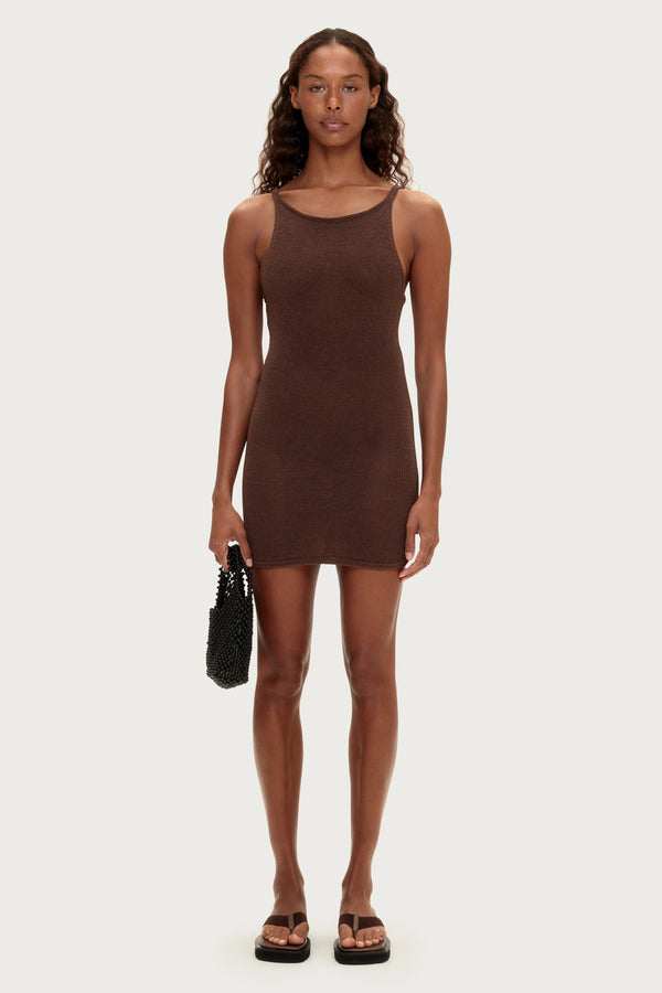 Textured Knit Dress - Chocolate