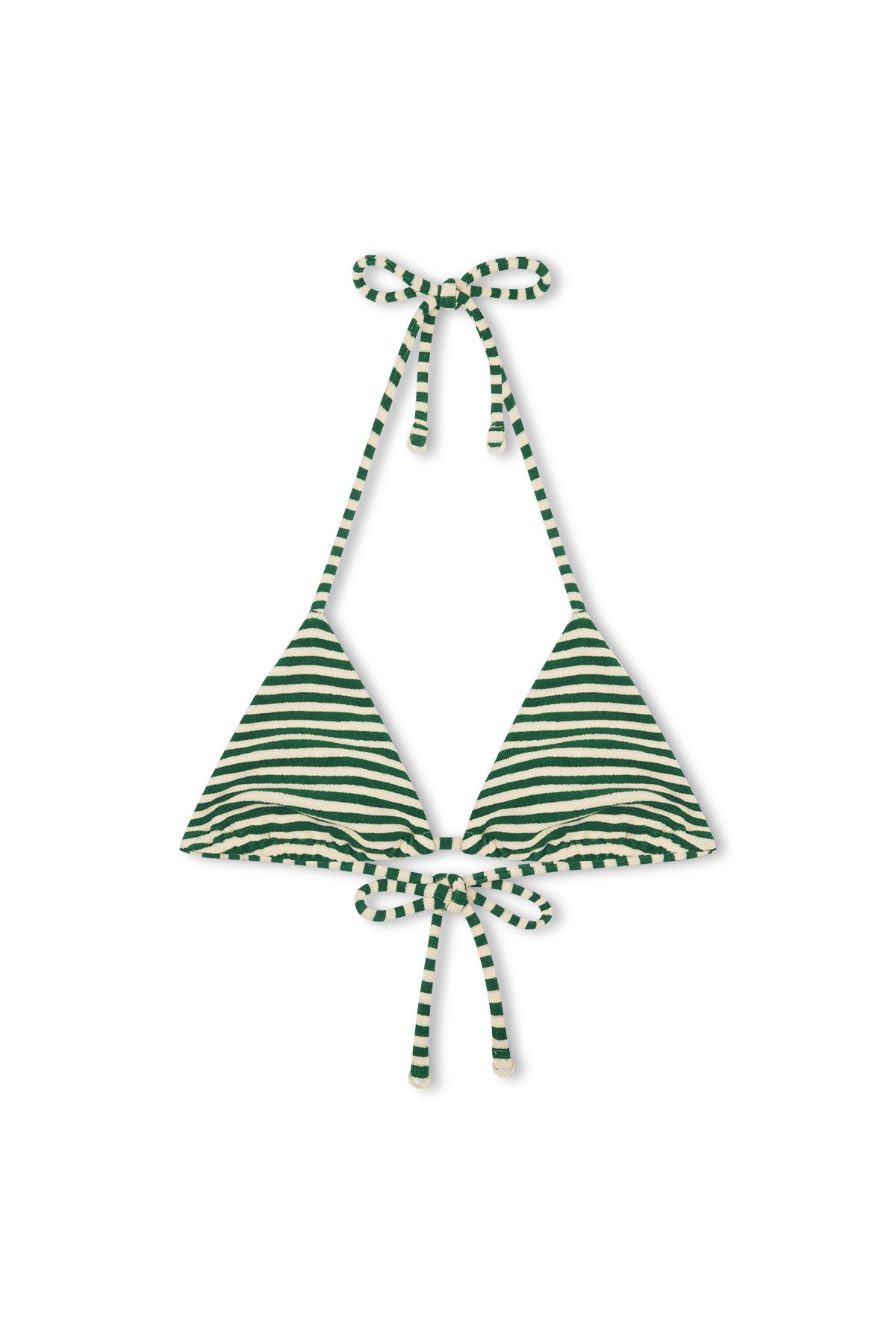 Towelling Tie Triangle Top - Green Stripe