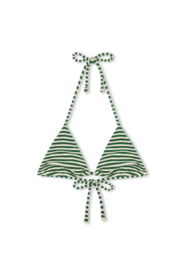 Towelling Tie Triangle Top - Green Stripe