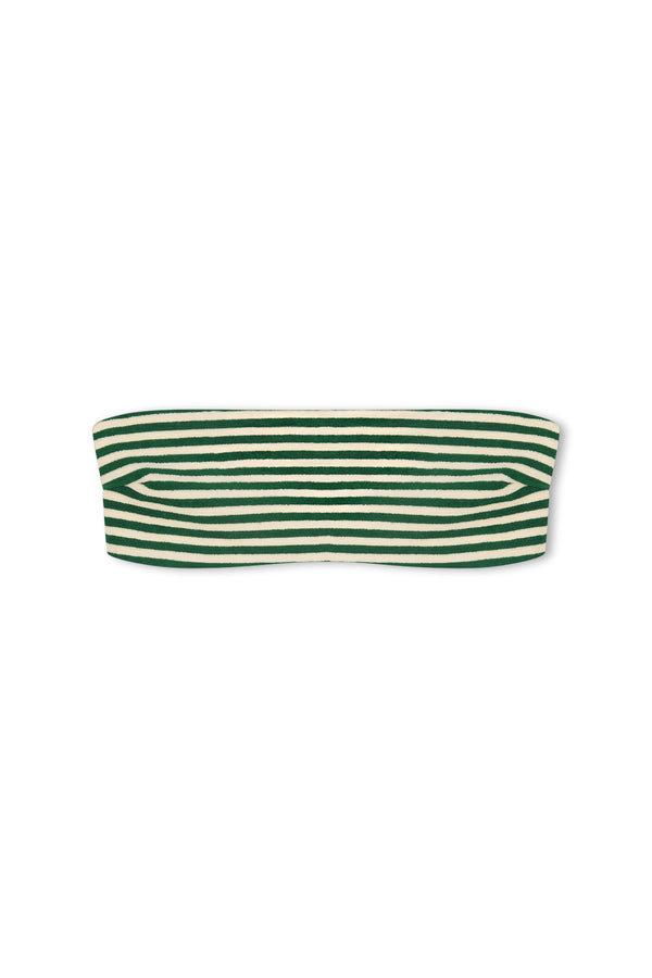 Towelling Bandeau Top - Green Stripe