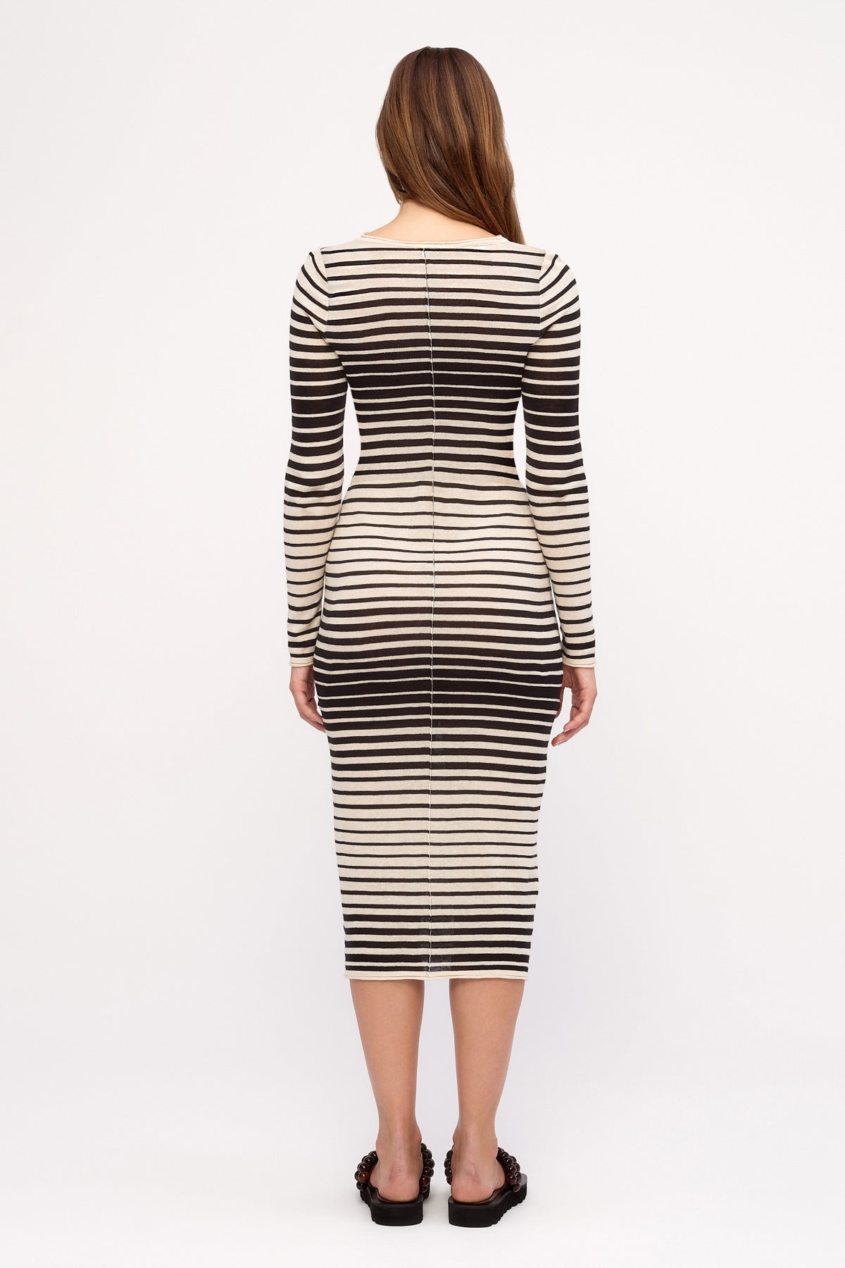 Ramie Cotton Knit Maxi Dress - Ombre Stripe