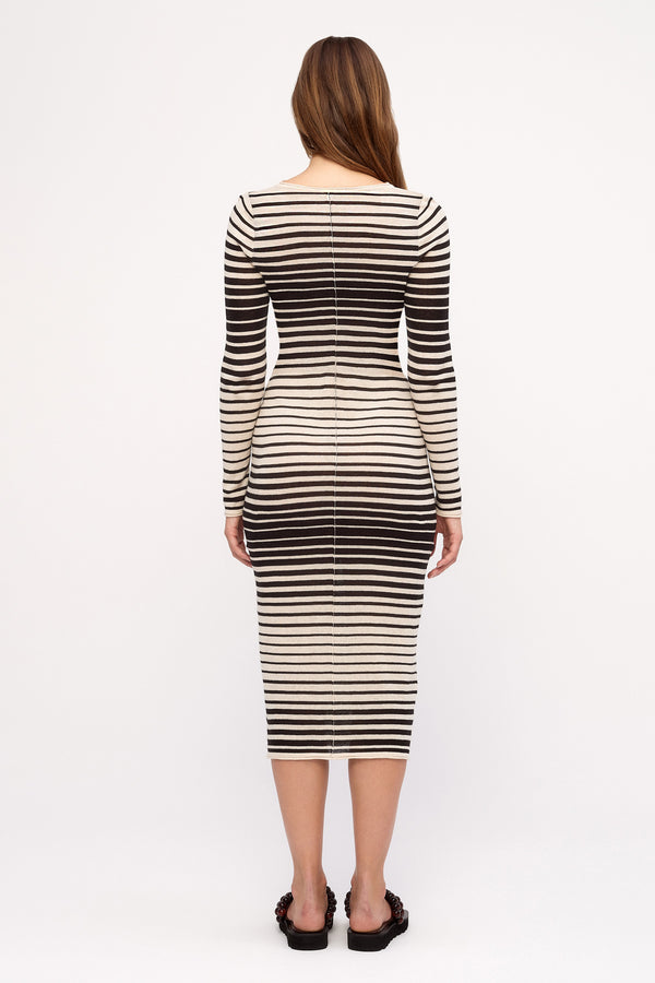 Ramie Cotton Knit Maxi Dress - Ombre Stripe
