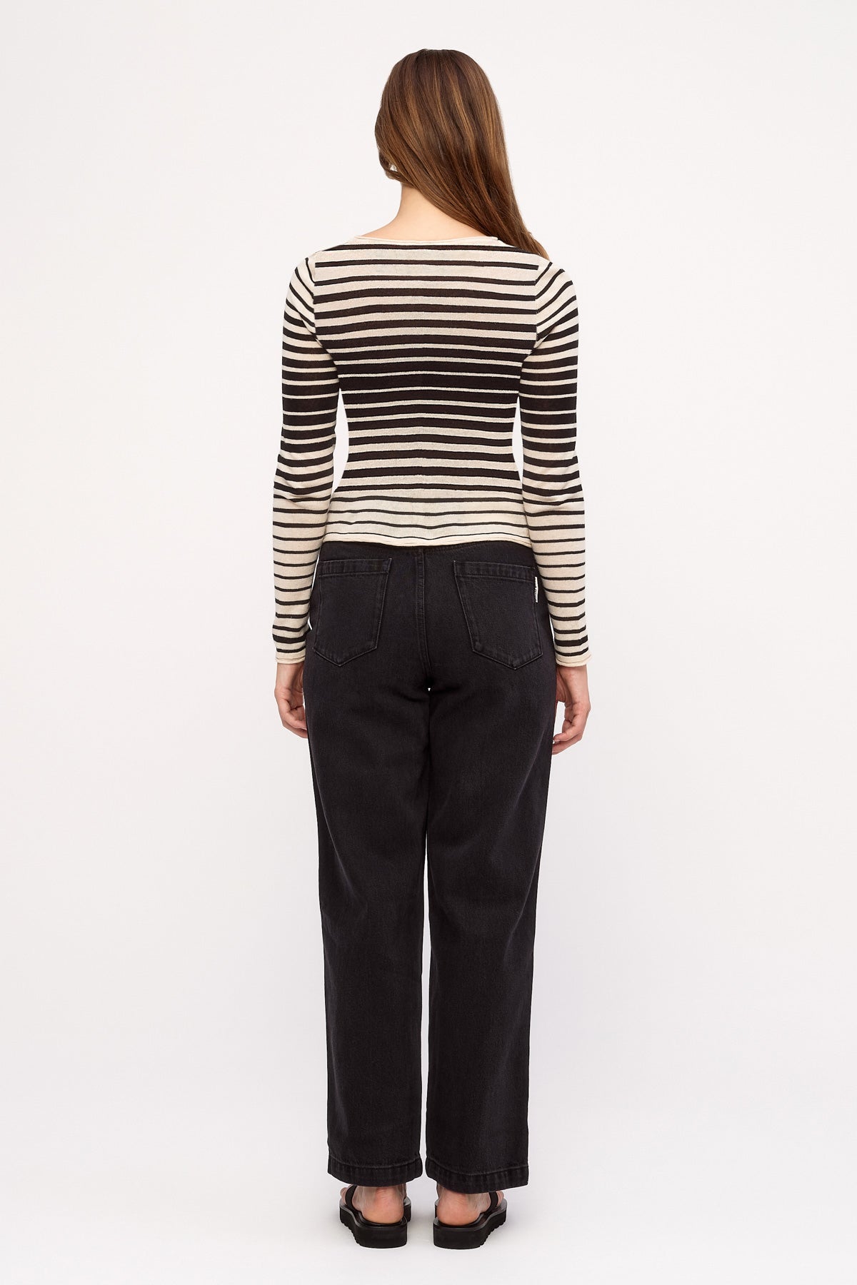 Ramie Cotton Knit Top - Ombre Stripe