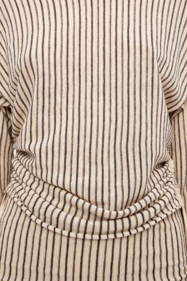 Semi Sheer Knit Top - Natural Pin Stripe