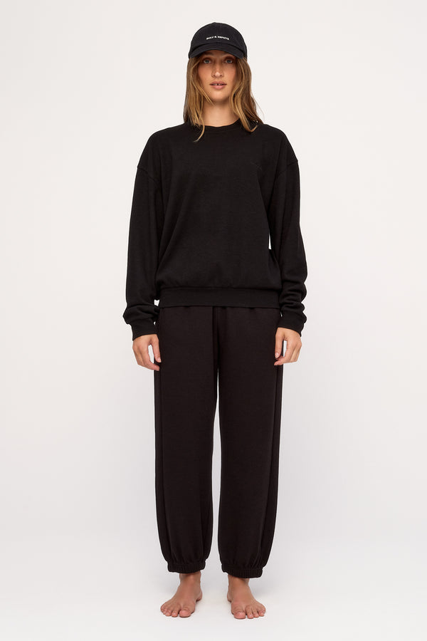 Textured Sport Sweat Pant - Black Waffle