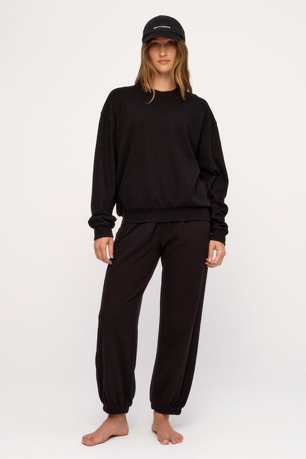 Textured Sport Sweat Pant - Black Waffle