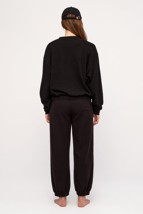 Textured Sport Sweat Shirt - Black Waffle