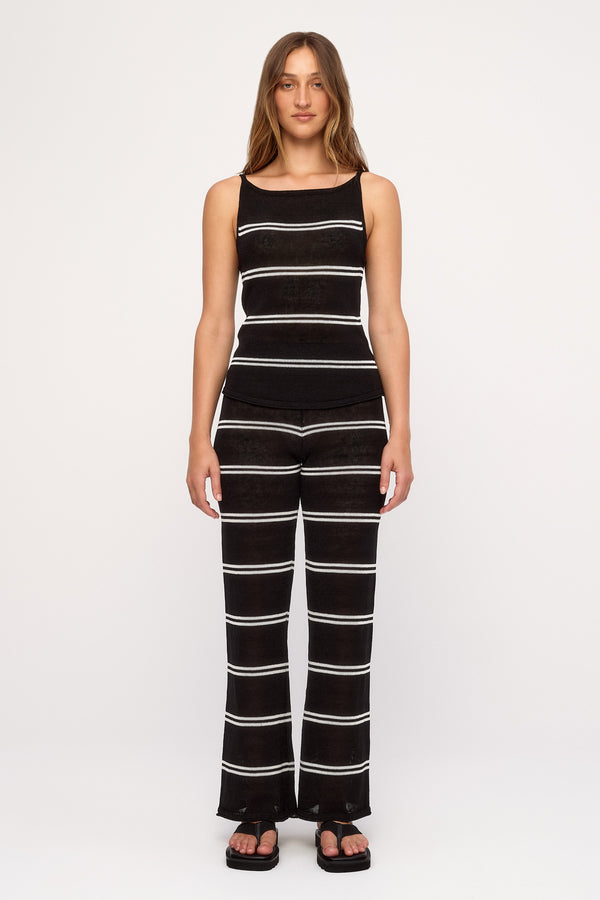 Textured Knit Tank - Black Stripe