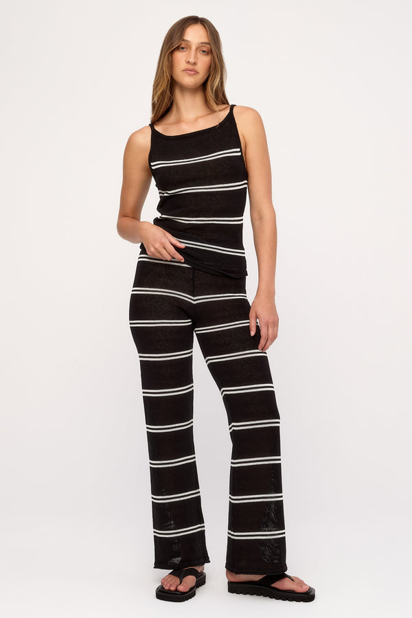 Textured Knit Pant - Black Stripe