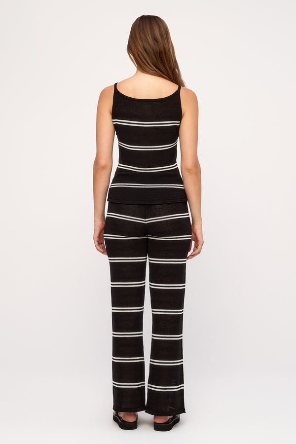 Textured Knit Pant - Black Stripe