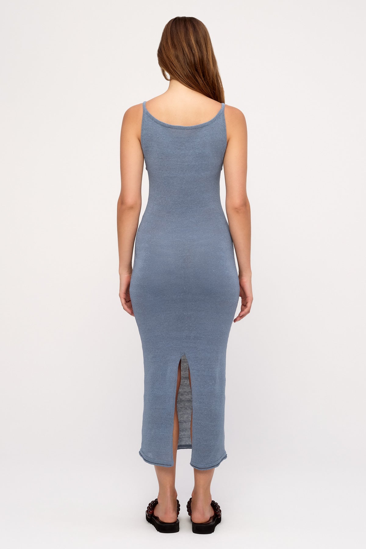 Textured Knit Maxi Dress - Denim Blue