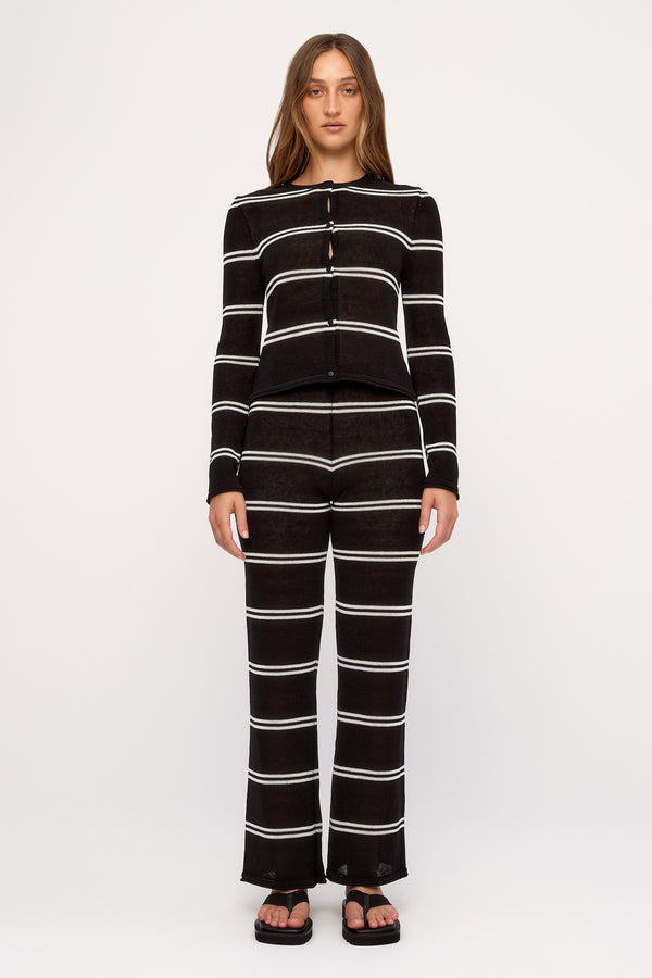 Textured Knit Cardigan - Black Stripe