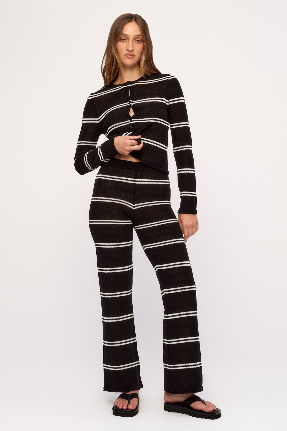 Textured Knit Pant - Black Stripe