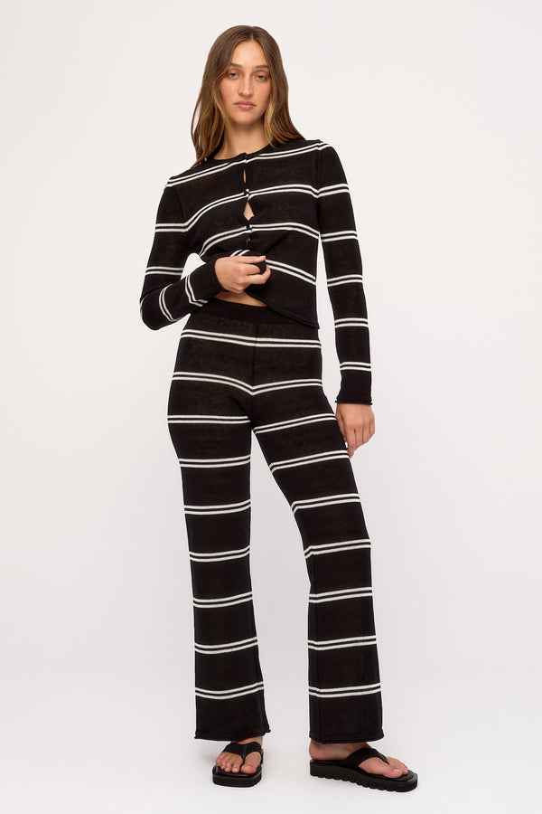 Textured Knit Pant - Black Stripe