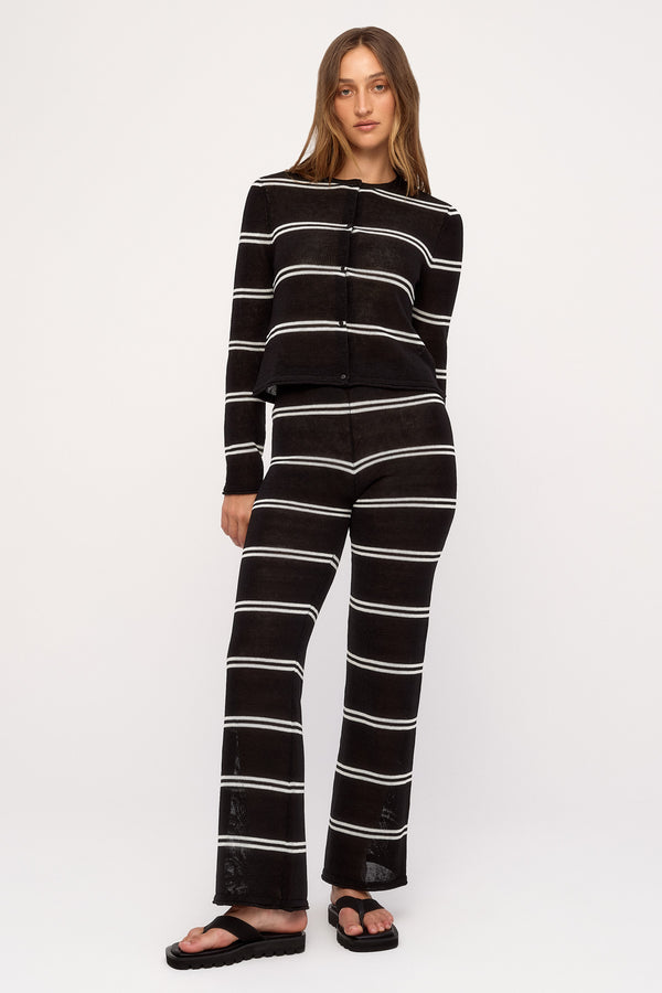 Textured Knit Cardigan - Black Stripe