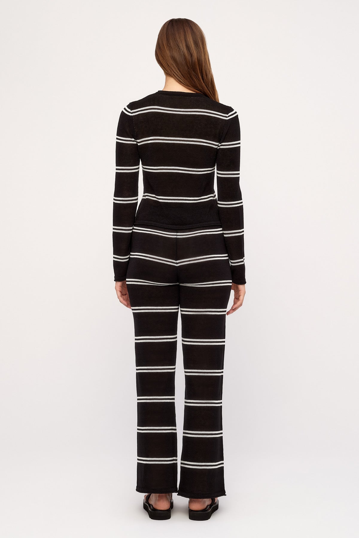 Textured Knit Cardigan - Black Stripe