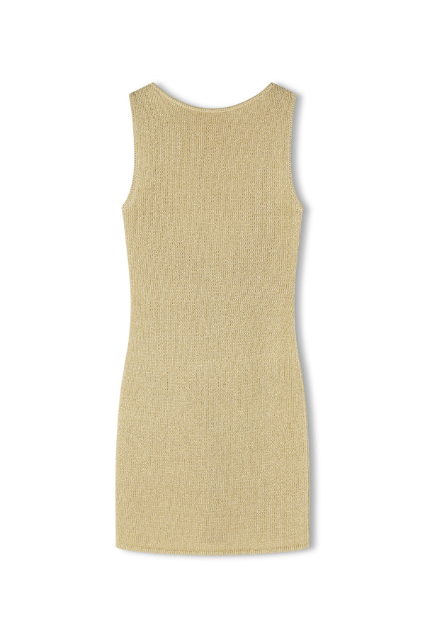 La Isla Lurex Knit Mini Dress - Gold