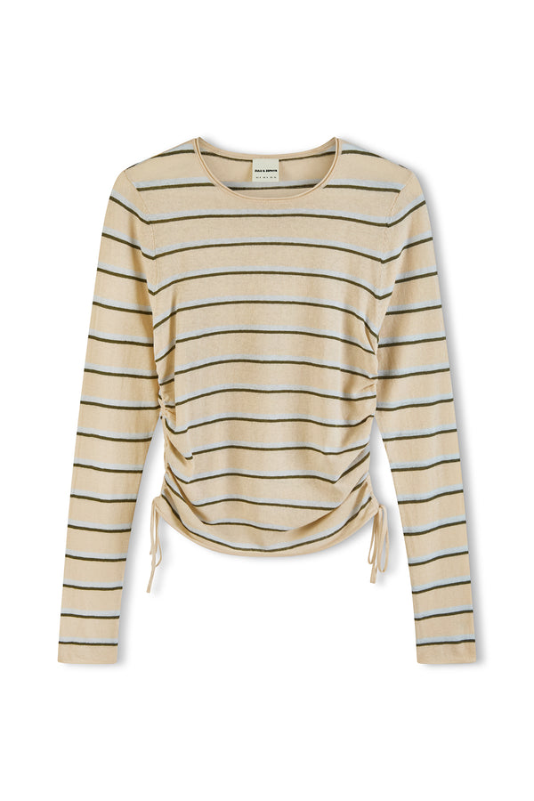 Linen Cotton Knit Top - Husk Stripe