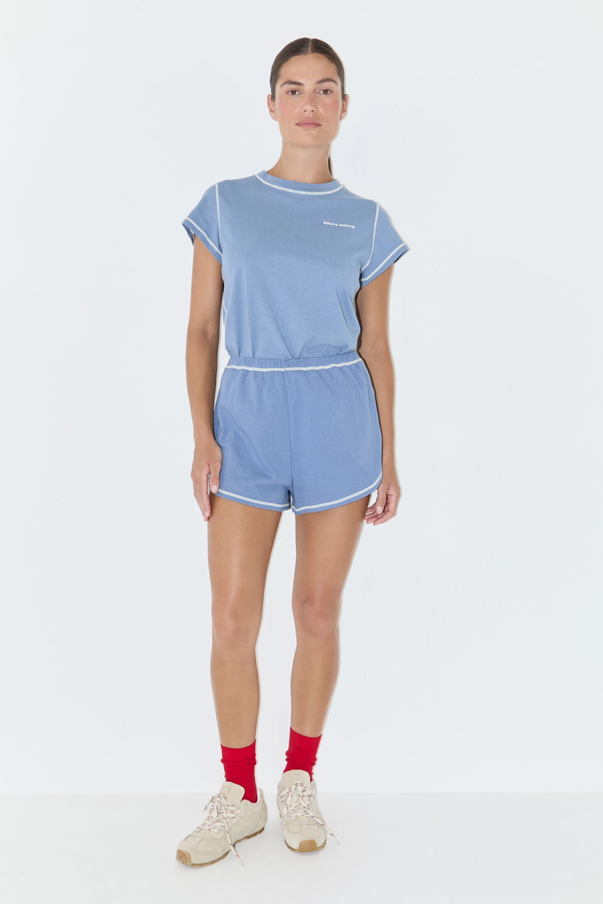 Contrast Jersey Short - Denim Blue
