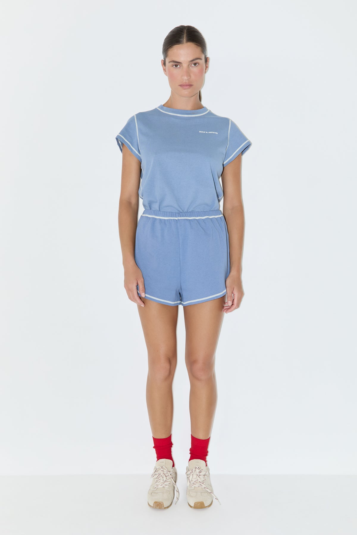 Contrast Jersey Short - Denim Blue