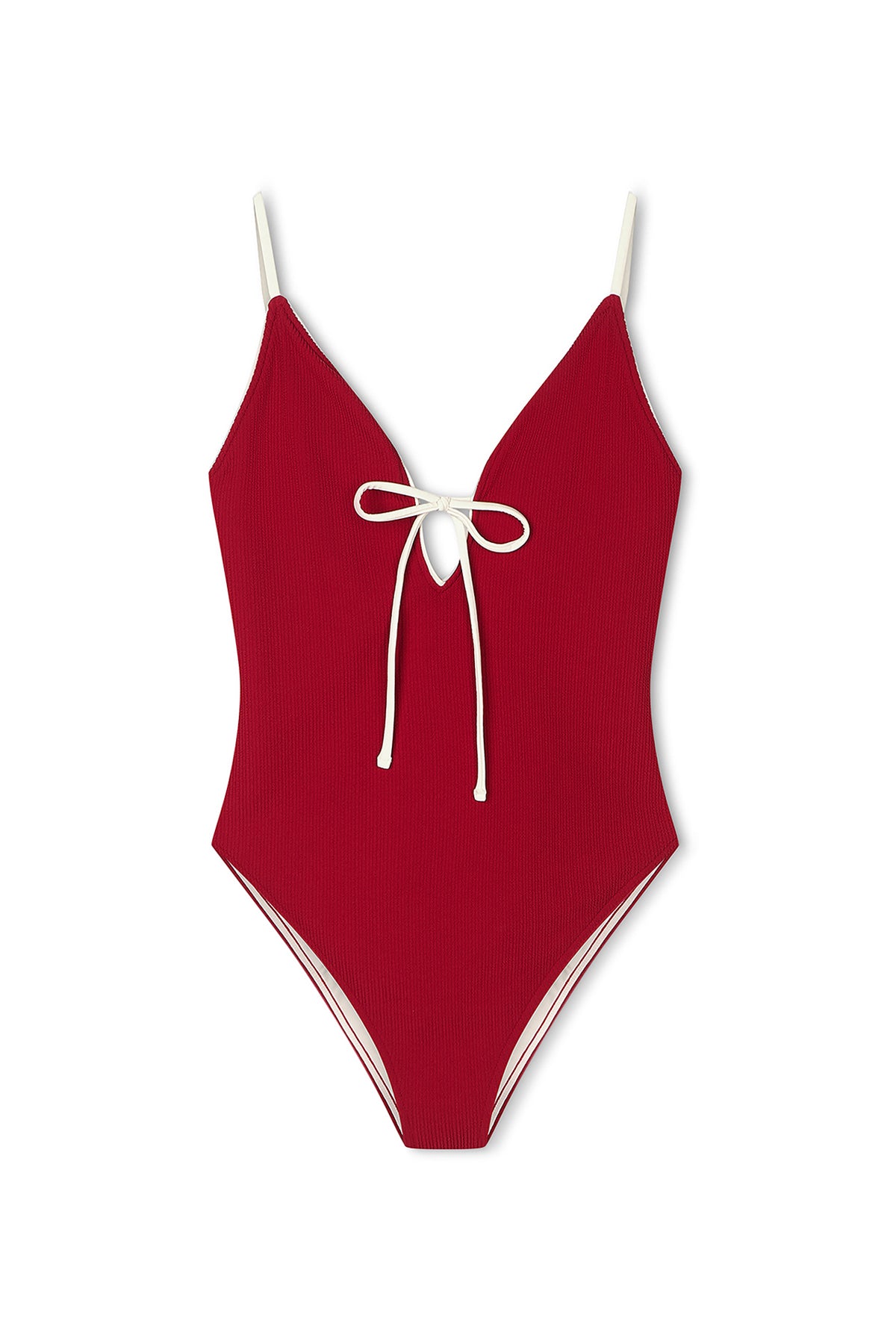 Crinkle Tie One Piece - Cherry Red
