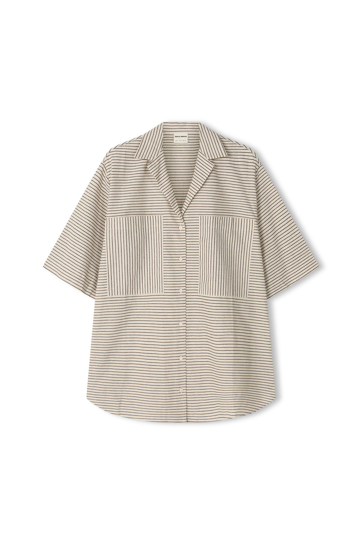 Linen Blend Shirt - Black Pin Stripe