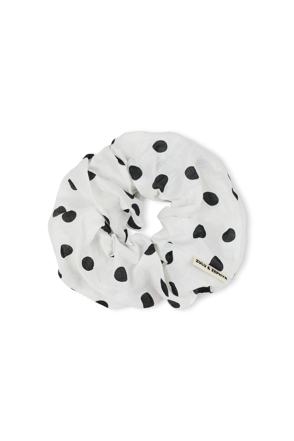 Large Ramie Scrunchie - Black Spot