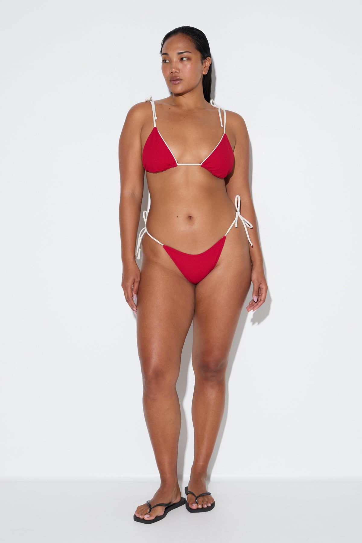 Crinkle Tie Triangle Top - Cherry Red