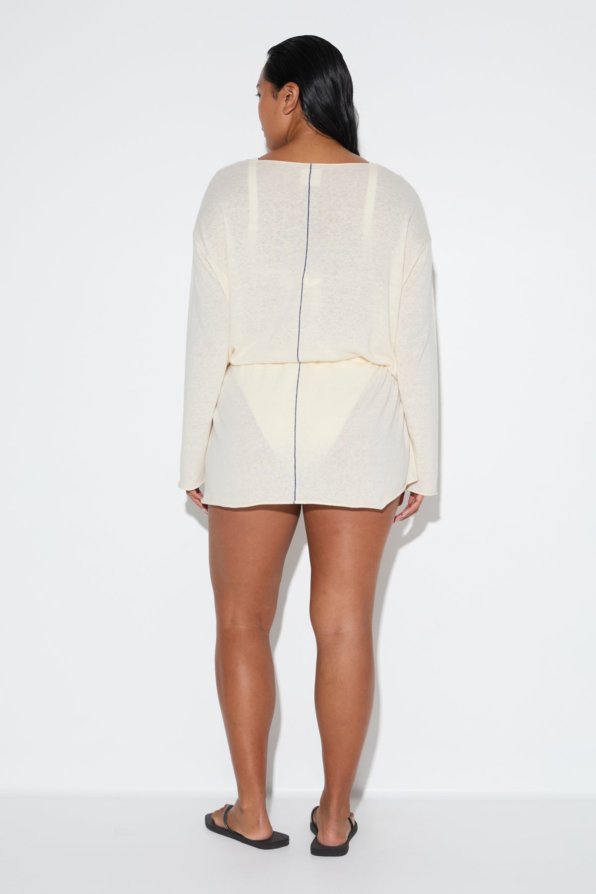 Soft Contrast Knit Mini Dress - Coconut