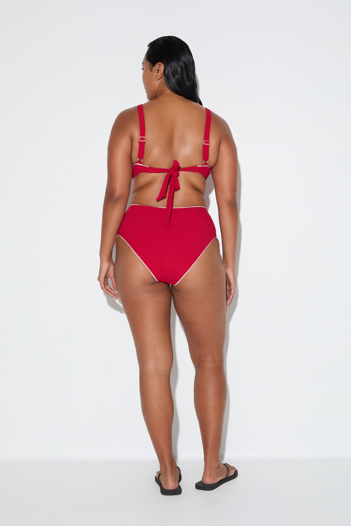 Crinkle High Full Brief - Cherry Red