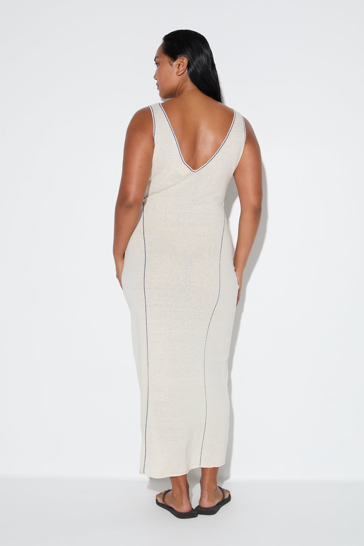 Soft Contrast Knit Dress - Coconut