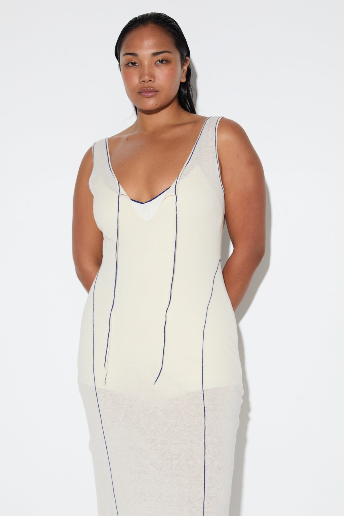 Soft Contrast Knit Dress - Coconut