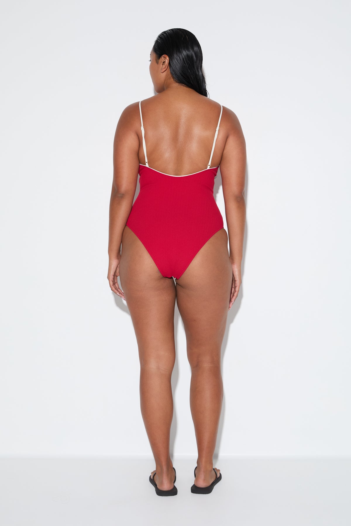 Crinkle Simple One Piece - Cherry Red