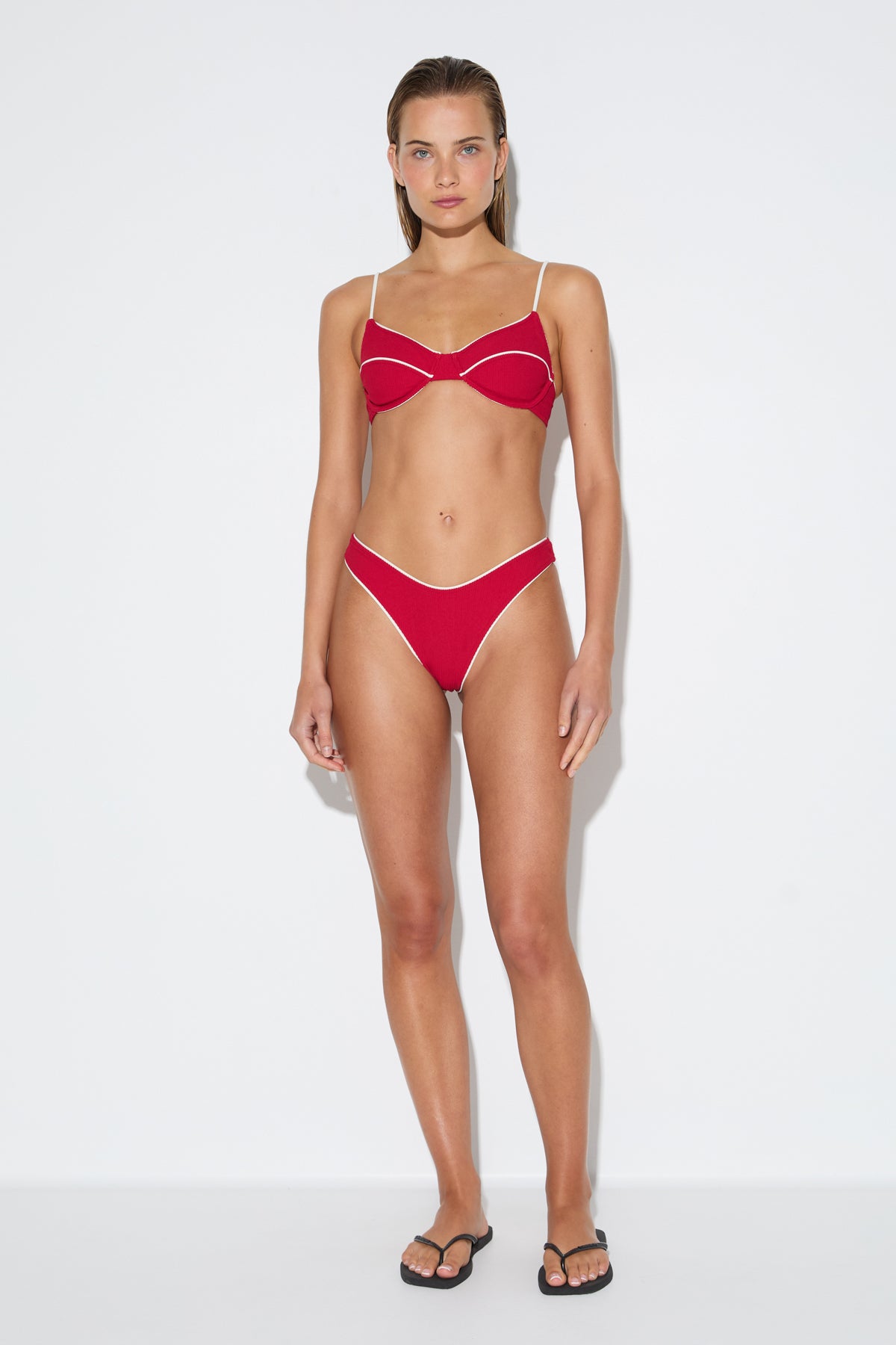 Crinkle Curve Brief - Cherry Red