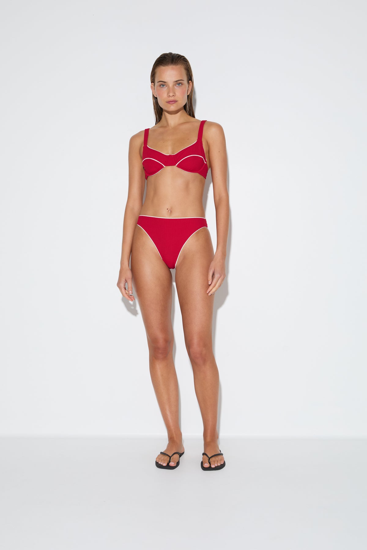 Crinkle High Cut Brief - Cherry Red