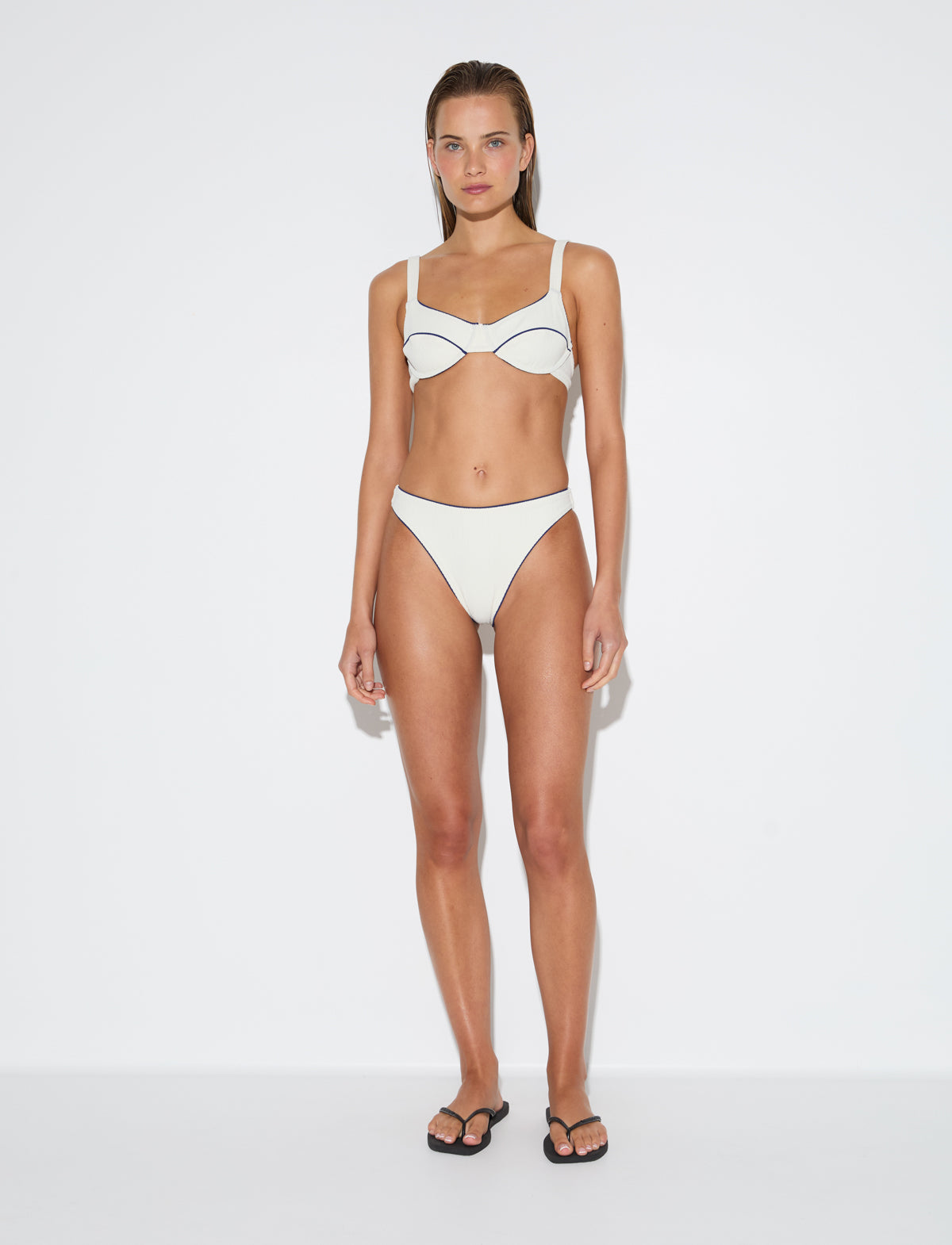 Crinkle Adjustable Bra Cup Top - Coconut