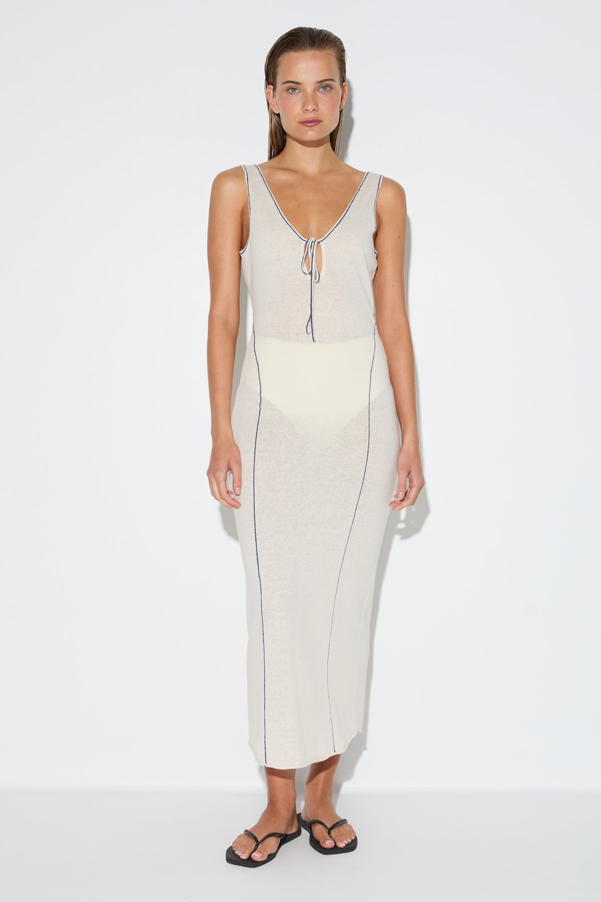 Soft Contrast Knit Dress - Coconut
