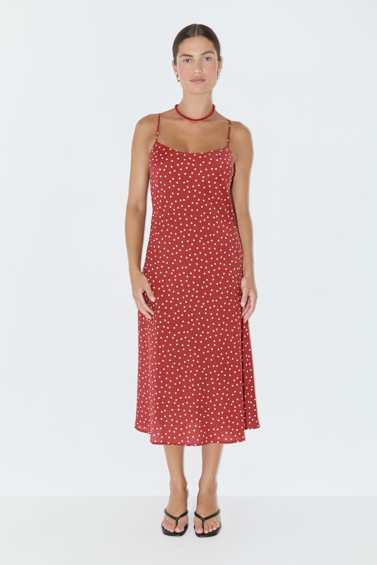 Cotton Silk Slip Dress - Red Spot