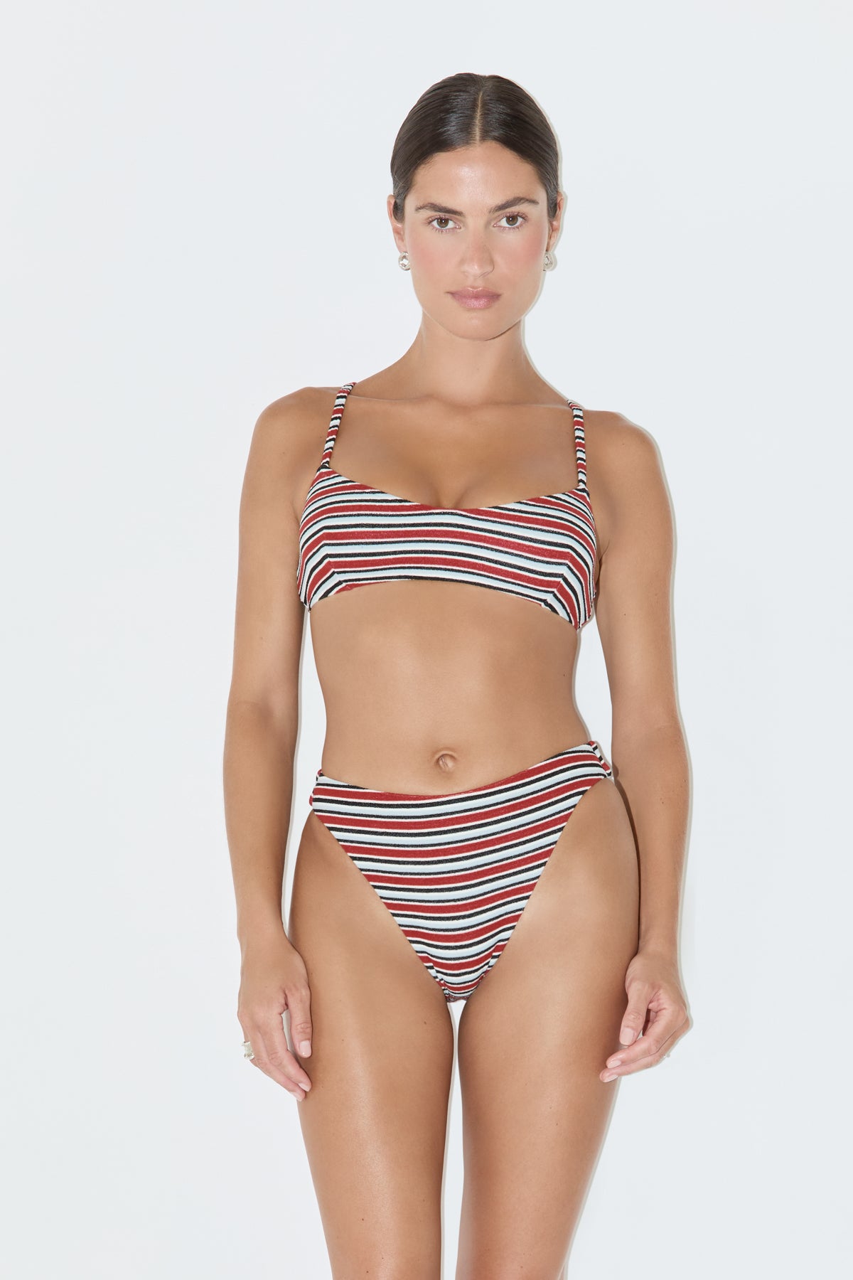 Towelling High Cut Brief - Bold Stripe