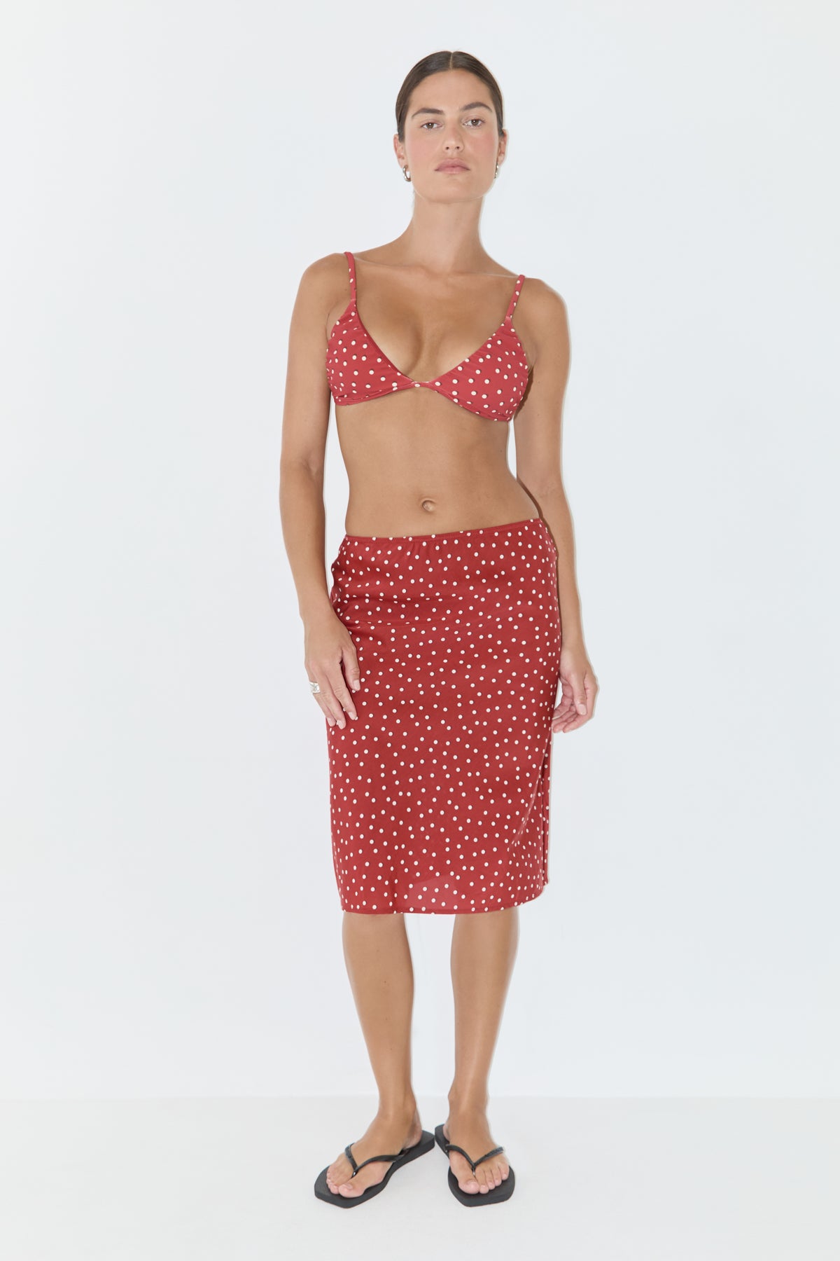 Cotton Silk Skirt - Red Spot