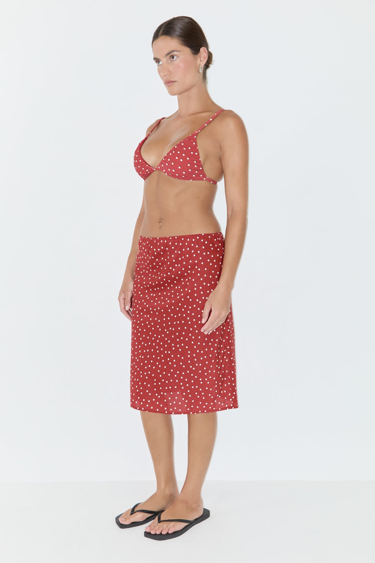 Cotton Silk Skirt - Red Spot