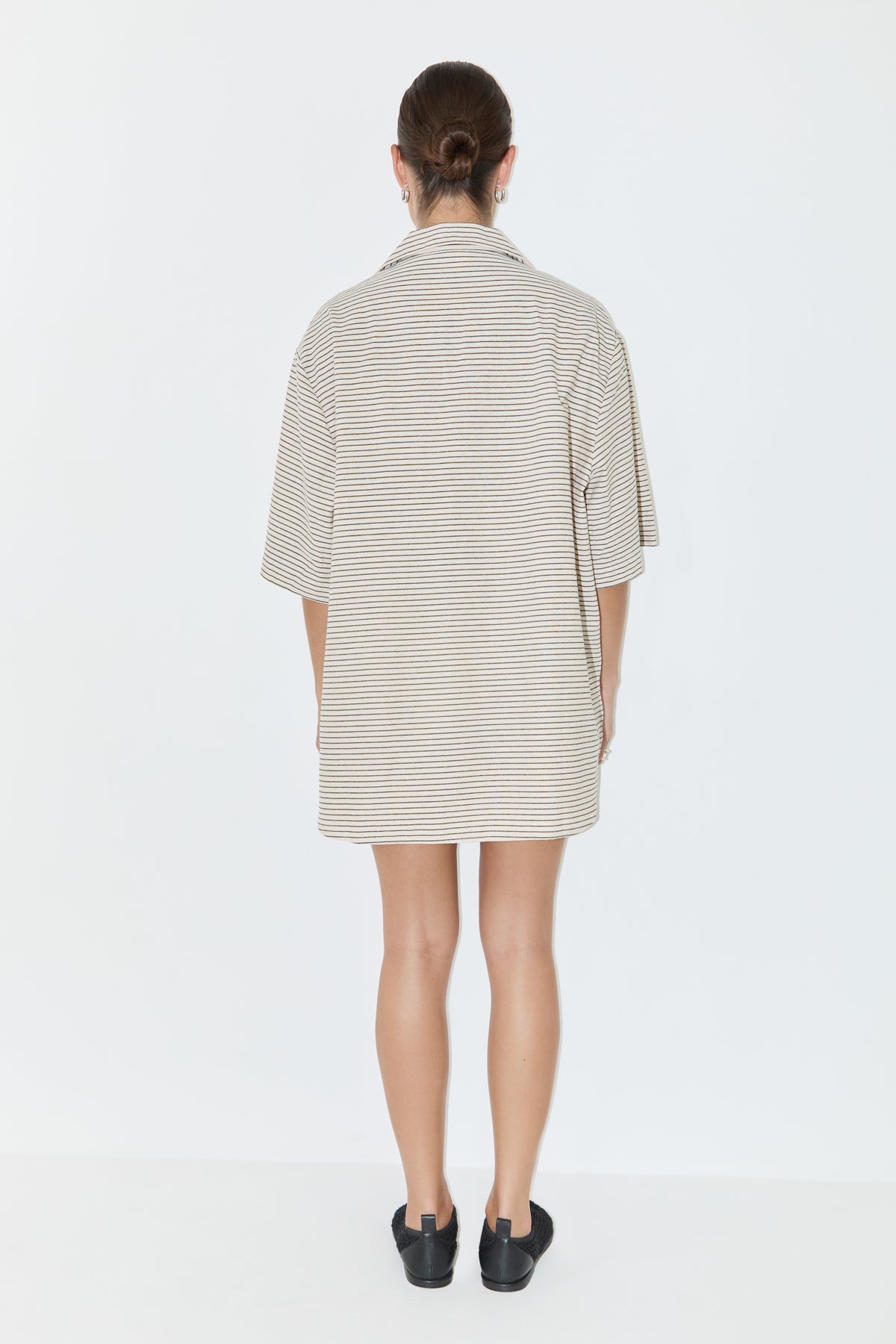 Linen Blend Shirt - Black Pin Stripe