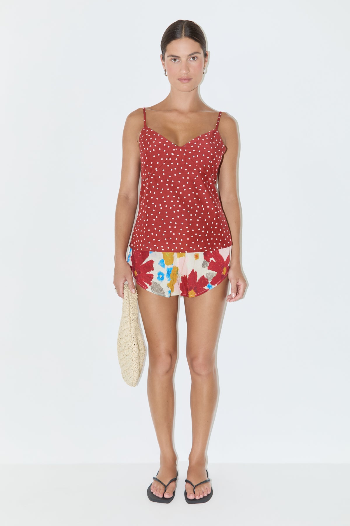 Cotton Silk Cami Top - Red Spot