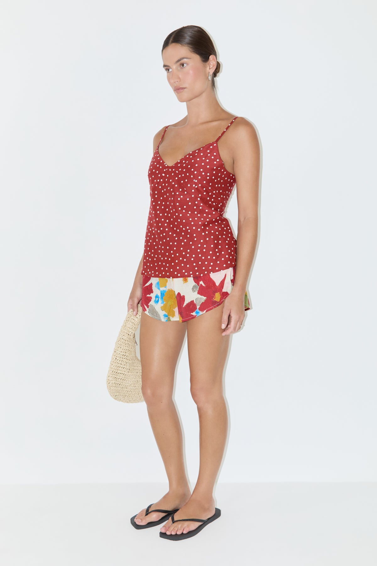 Cotton Silk Cami Top - Red Spot